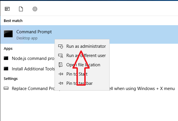 Run Command Prompt as Administrator